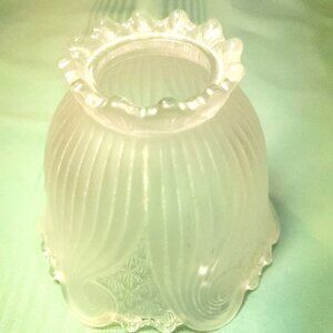 Antique Art Deco Houze Glass Lamp Shade Frosted Fan and Scroll Pattern 4.5 Inch
